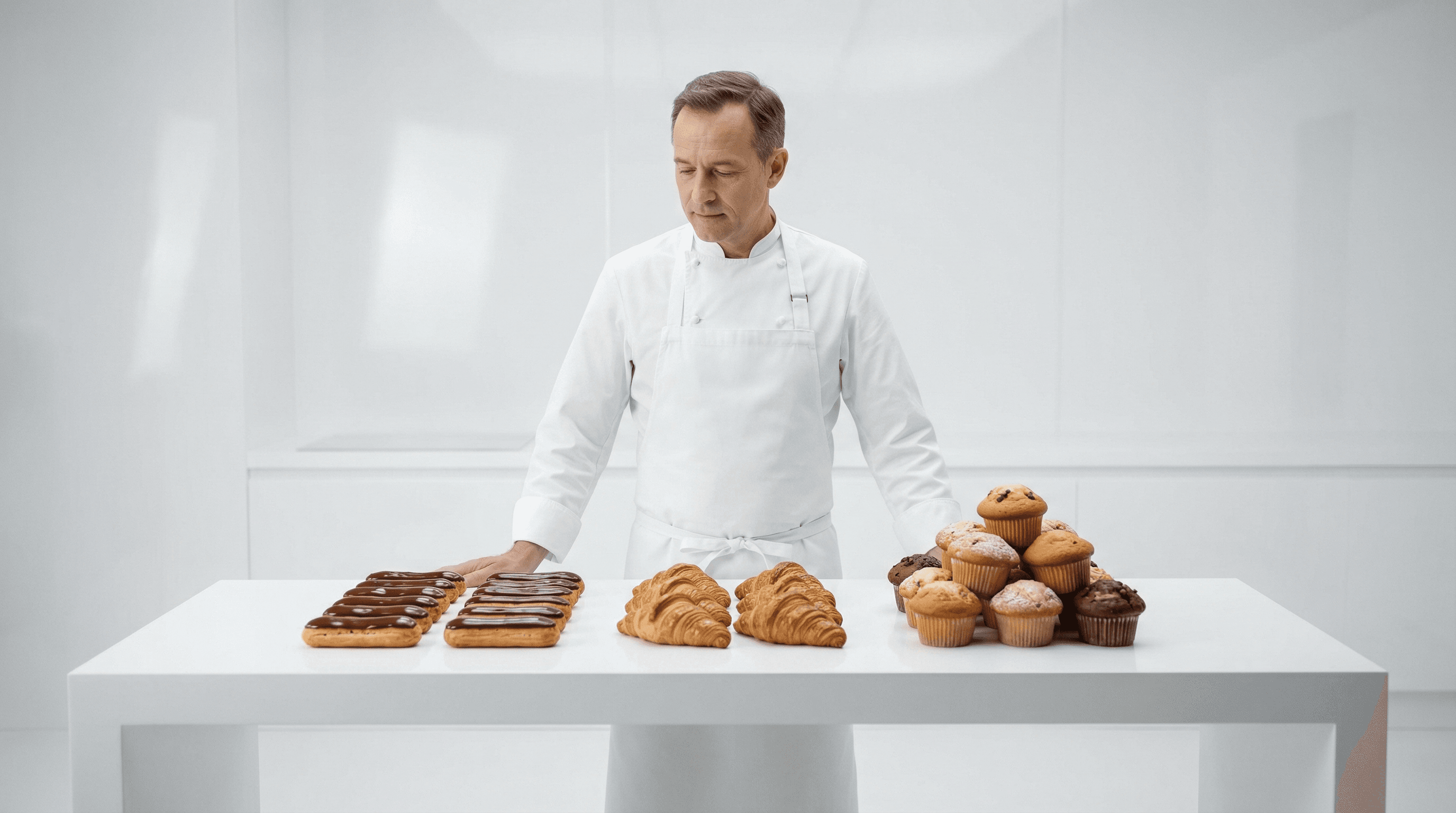 Chef with pastries