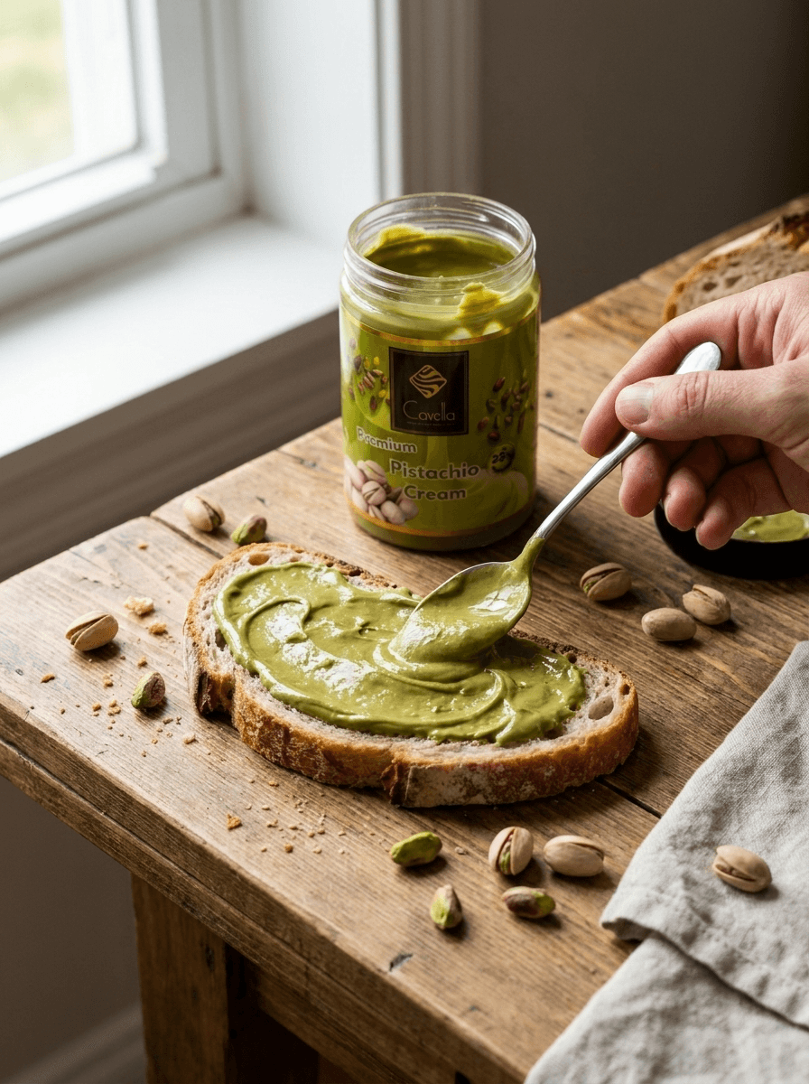 Pistachio cream on bread